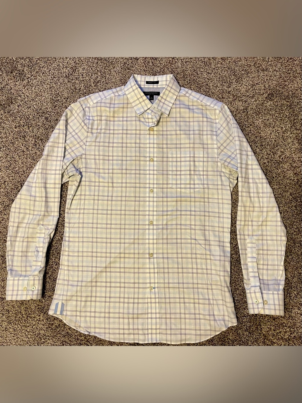 Banana Republic Light Blue and White Plaid Dress Shirt
